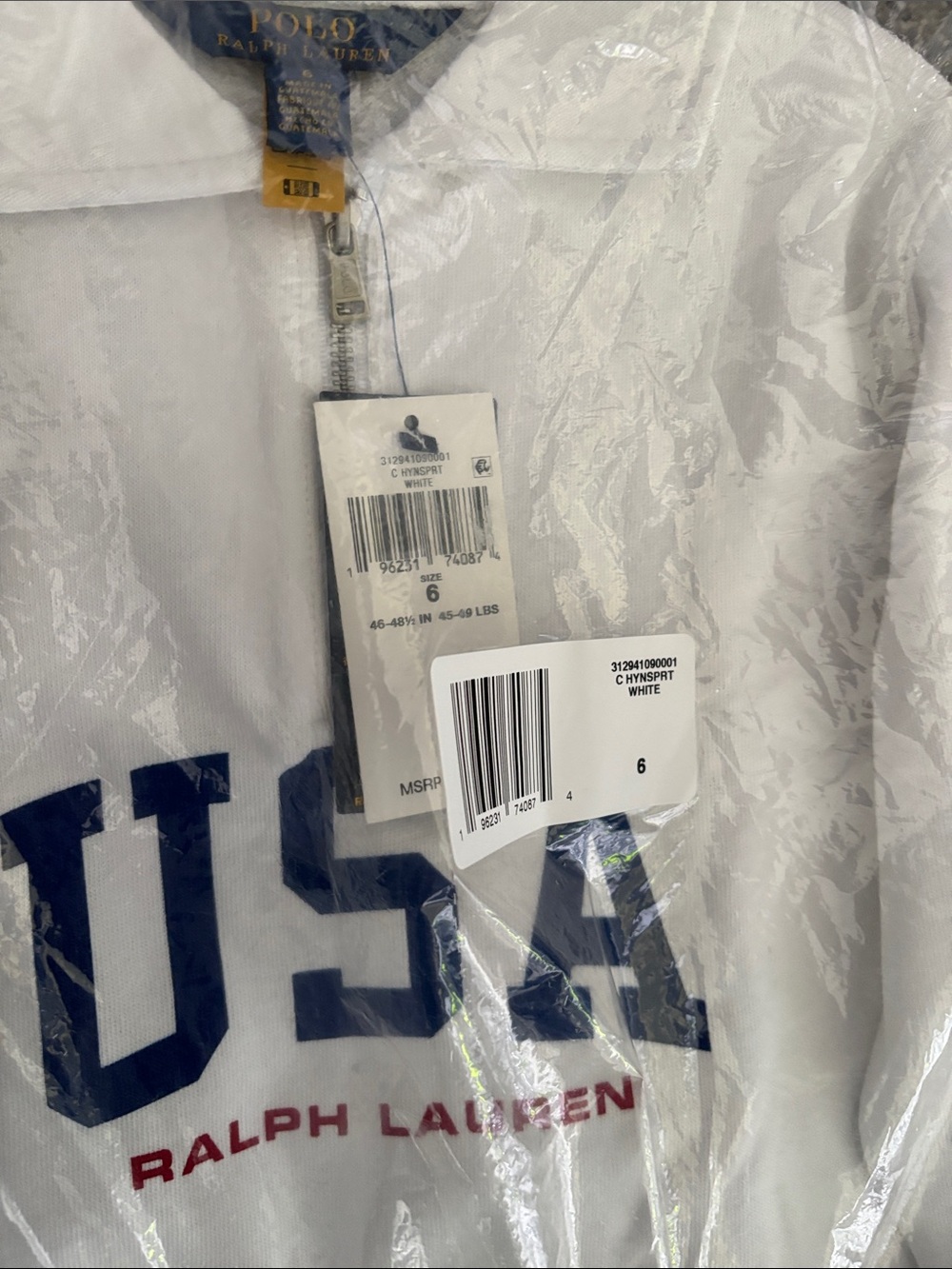 Kids Ralph Lauren White Pullover with Navy USA and Red Logo - Picture 2 of 7